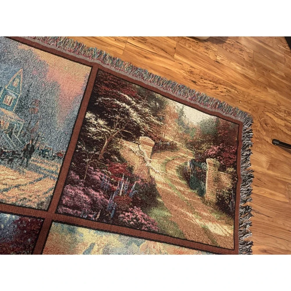 NWT‎ Thomas Kinkade Painter of Light Memorial Tapestry Throw Blanket Made in USA
